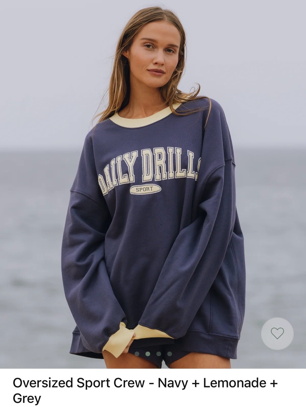 Daily Drills Navy and Lemonade Oversized Sport Crew Sweatshirt